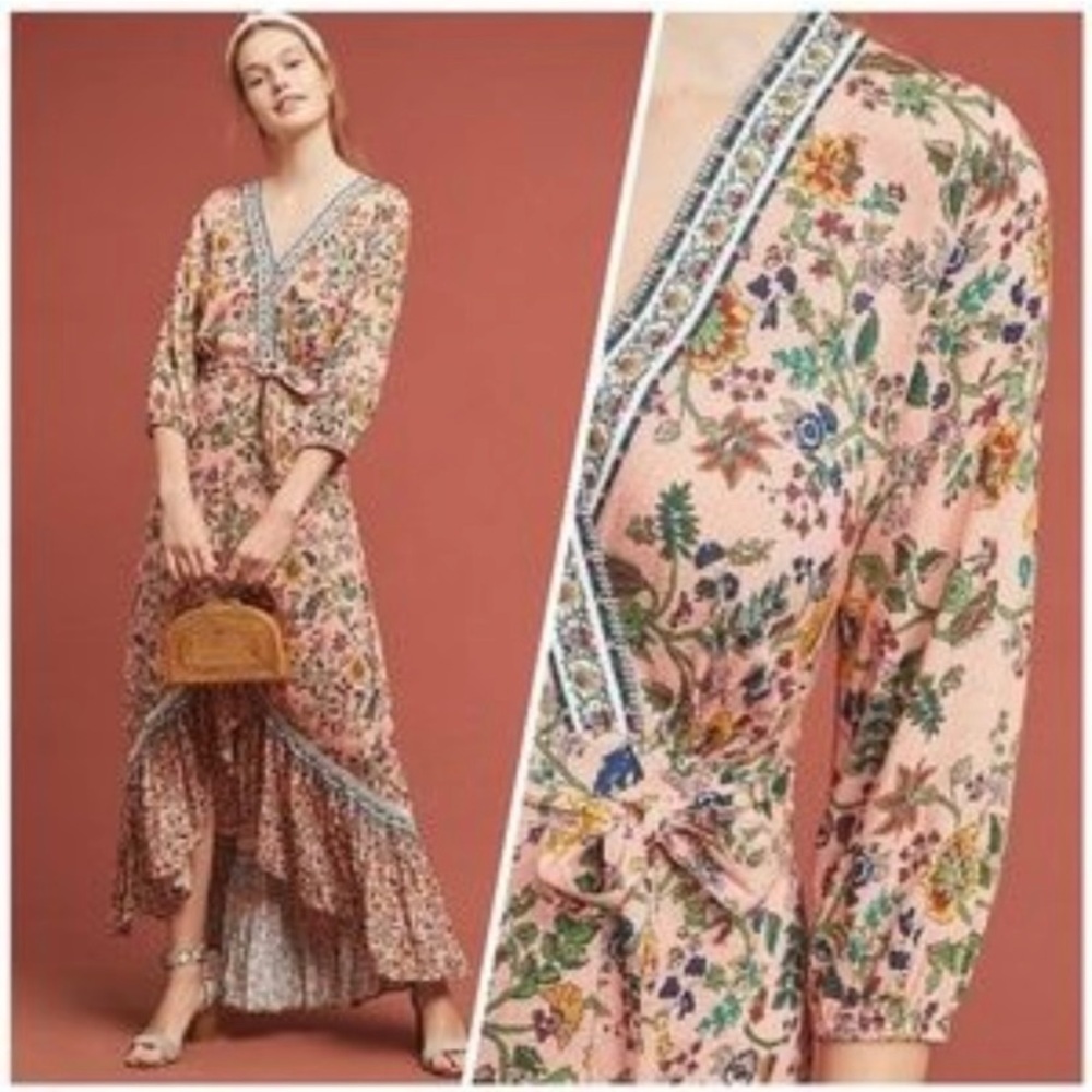Anthropologie Farm Rio Clara Floral Wrap Maxi Dress